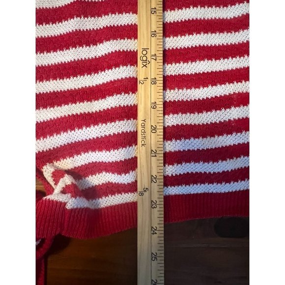 EXPRESS women's red and white stripe sweater size M/L short sleeve, tie front NW - Picture 5 of 6